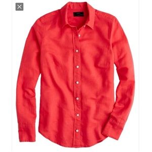 Linen-Cotton J. Crew Coral Perfect Shirt - 0